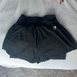 Gymshark vital seamless 2.0 2-in-1 shorts. Black Marl. Size medium